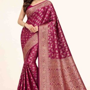 Amar Fashion's Traditional Banarasi Inspired Art Silk Saree with Rich Woven Border and Ethnic Motif Design for Women